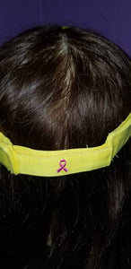 Yellow and Pink Breast Cancer Awareness distressed sun visor