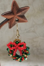 Load image into Gallery viewer, Christmas Wreath Earrings with Austrian crystals
